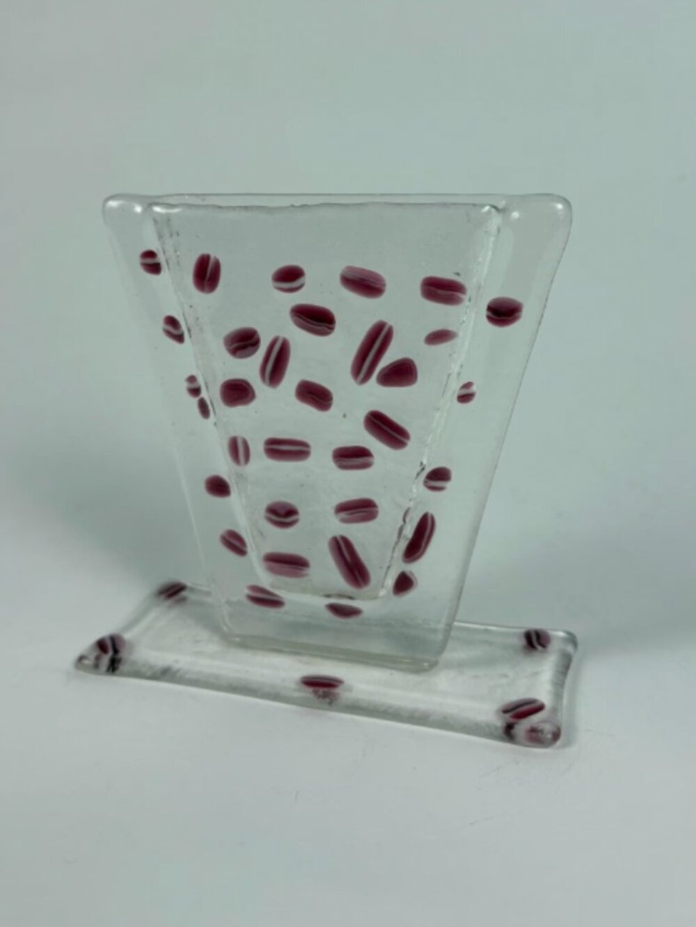 Vintage Hand-Blown Art Glass Vase with Cranberry Dots | Mid-Century Modern Studi